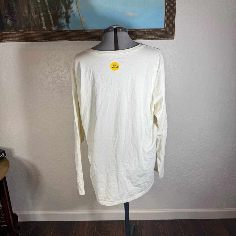 Life Is Good Oatmeal Tee Women’s Size XXL Long Sleeve V Neck - Picture 6 of 9